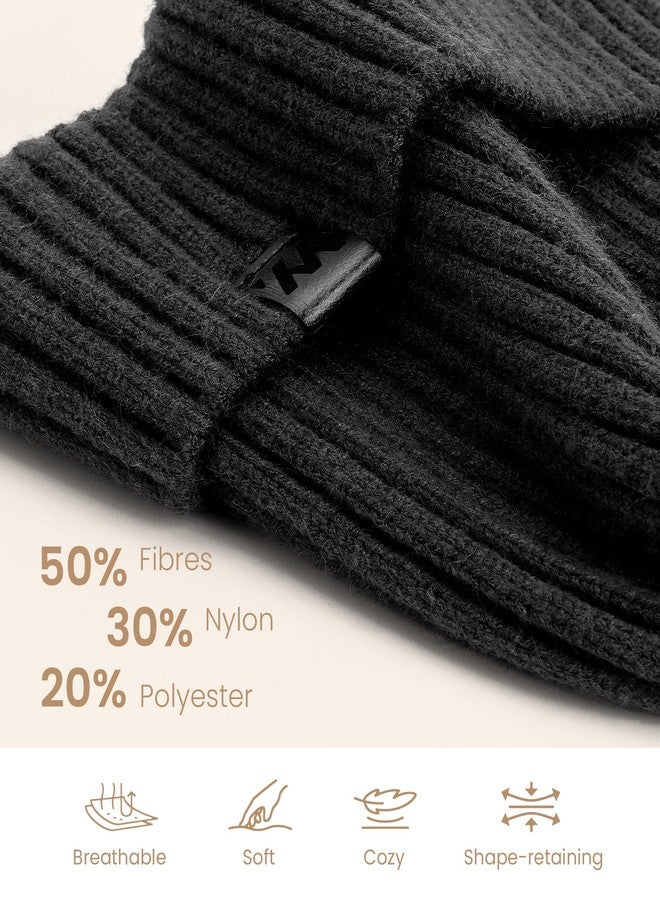 YANIKY Winter Beanie Hat for Men & Women, Fleece Lined Thermal Knit Hat Ski Beanie Skull Cap Cuffed Cap for Cold Weather Black - Image 3